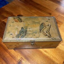 Vintage Artstyle Chocolate Company Butterfly Motif Metal Tin Candy Box picture