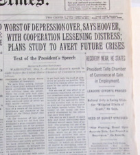 1930 HERBERT HOOVER SAYS WORST OF DEPRESSION OVER- RECOVERY NEAR picture