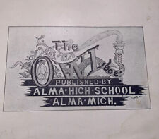 Alma High School The Owl 1902 Yearbook Alma Michigan History RARE picture