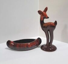  McMaster Craft Redware Canoe and Deer(Ottawa, Canada) Brown and Red Drip Glaze  picture