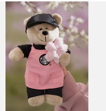 Authentic 2024 China Starbucks Spring Sakura Pink Apron Bear Plush Doll picture