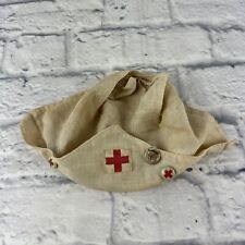 Vintage WWII Women's Red Cross Volunteer Cap Head Covering Fabric w/ Pins picture