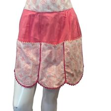 Vintage 1950s apron floral cotton print pink & White Print picture