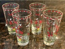 Set Of 4 Circus Highball Libbey Drink Glass 16 Ounce Tumbler Gold Rim Vintage picture