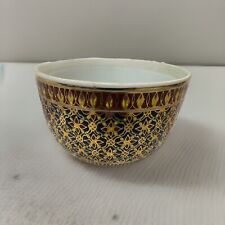 Thai Benjarong Porcelain Hand Painted Tea Cup ,  Gold Rust Blue 4” picture