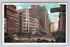 Detroit MI-Michigan, Woodward Ave Looking South, Antique, Vintage c1935 Postcard picture