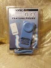 Vintage Telephone Blue Unisonic Quick Click Slide Open Landline Corded TP101 NEW picture