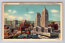 Pittsburgh PA-Pennsylvania, Gulf and Koppers Buildings, Vintage c1940 Postcard picture