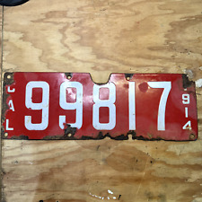 1914 California Porcelain License Plate #99817 picture