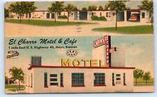 HAYS, KS Kansas ~ Roadside Highway 40 ~ EL CHARRO MOTEL & CAFE 1950 Postcard picture