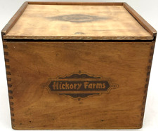 Scarce Vintage Hickory Farms Wooden Dovetail Sliding Lid Box Wood 7.5 x 6 x 7.75 picture