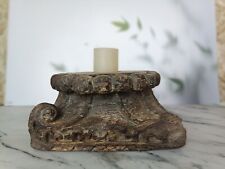 Vintage Candle Holder Indian Antique Hand carved Wooden Architectural Salvage He picture