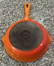 Le Creuset France #20 Flame Orange Enamel Double Spout 7 1/2” Round Skillet Pan picture