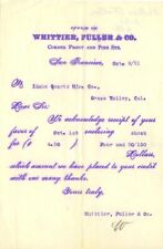 1891 receipt to Idaho Quartz Mining Co Grass Valley California picture