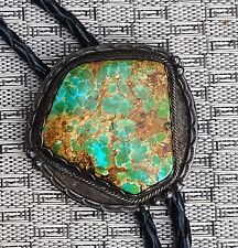 Rare & Exceptional Native American Cerrios Sterling Silver & Turquoise Bolo Tie picture