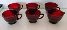 Set of 6 Vintage Ruby Red Glass Tea Coffee Beverage Cups, 4 Oz Mugs, Unmarked picture