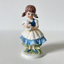 Vintage 1970s Napcoware Girl Figurine with Rabbit - Collectible, C-8613 picture