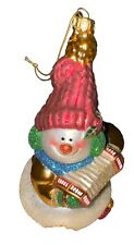 Fitz & Floyd  Glass “Snowman with Concertina” Accordion Ornament picture
