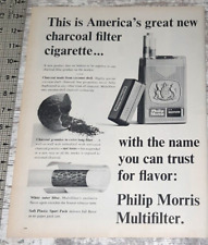 1964 Philip Morris Vintage Print Ad Cigarettes Filters Charcoal Coconut Shells picture