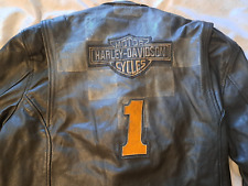 Harley Davidson Vintage Race-Inspired Distressed Leather Jacket 2XL picture