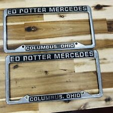 Pair of Vintage Mercedes Benz Columbus OH Dealership License Plate Frames Ohio picture