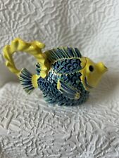 Unique Hand Crafted  Blue And Yellow Fish Tear Pot With Amazing Detail picture