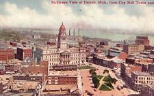 Vintage Postcard 1910 Detroit Michigan From City Hall Building Tower East MI picture