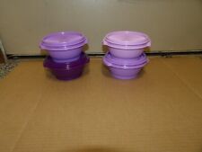 Tupperware Servalier Bowls 10oz Containers Pretty Purple Colors SET OF 4 NEW picture