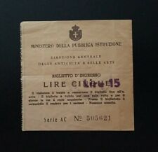 Vintage Italian Ministry Of Education Museum Admission Ticket ~ Naples, Italy picture