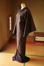 Japanese Kimono Dark-brown Pine-leaf Washable Polyester Unused Komon picture
