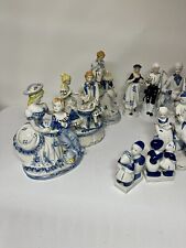 21 Pieces Of White Blue Victorian Figures picture