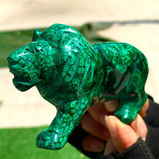 327G Natural glossy Malachite Crystal  Handcarved lion mineral sample picture