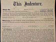 1895 antique INDENTURE DEED John H Lick late lebanon pa to Ephraim Woormer weiss picture