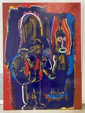 🔥 French Modern Abstract Surrealist Hawaiian TIKI Surfing Painting, ERIC BESSON picture