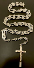 Vintage Catholic Faceted  Glass Rosary, Silver Tone Crucifix picture