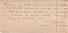 1890 Estate Settlement Document - A.J. Hook picture