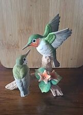 Vintage Andrea Hummingbird In Flight With Flowers Figurine Porcelain  picture
