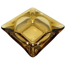 Vintage 1970s Anchor Hocking Amber MCM Glass Square Tapered Ashtray 6