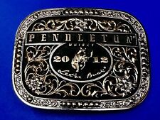 2012 Pendleton Whiskey Let'er Buck Rodeo Cowboy Montana Silversmiths Belt Buckle picture