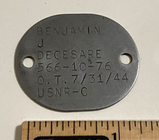 WWII USNR Enlisted 1944 Single Dog Tag Catholic WW2 Vintage picture
