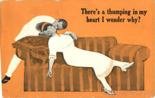 Romance 1912 There's a thumping in my heart I wonder why? Postcard 1c stamp picture