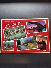 Postcard Greetings From St. Louis Mo. Eads Bridge Gateway Arch Busch Stadium picture