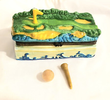 Vintage And Rare Golf Course Trinket Box With Tee And Ball Inside picture