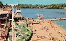 Monticello IN Indiana Beach Amusement Park Boardwalk Resort Vtg Postcard C30 picture