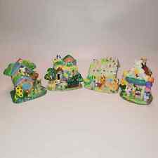 2003 Hoppy Hollow 4 pc. Lot of Easter Village Houses Candy Toy Birdhouse Flower picture
