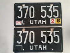 1968 Utah License Plate PAIR Set 370 53568 with 72 sticker tag picture