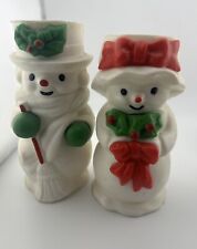 Avon Mr Mrs Snowlight Bayberry Fragrance Candle Christmas Snowman Vintage Pair picture