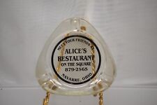 VINTAGE ALICE'S RESTAURANT ON THE SQUARE GLASS ASH TRAY NAVARRE, OHIO picture