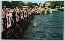 Postcard VA Colonial Beach Crabbing From Town Pier Vintage View G25 picture