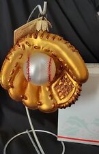 Merck~ 2004~Old World Christmas Ornament~ Baseball Mitt w/Attached Ball picture